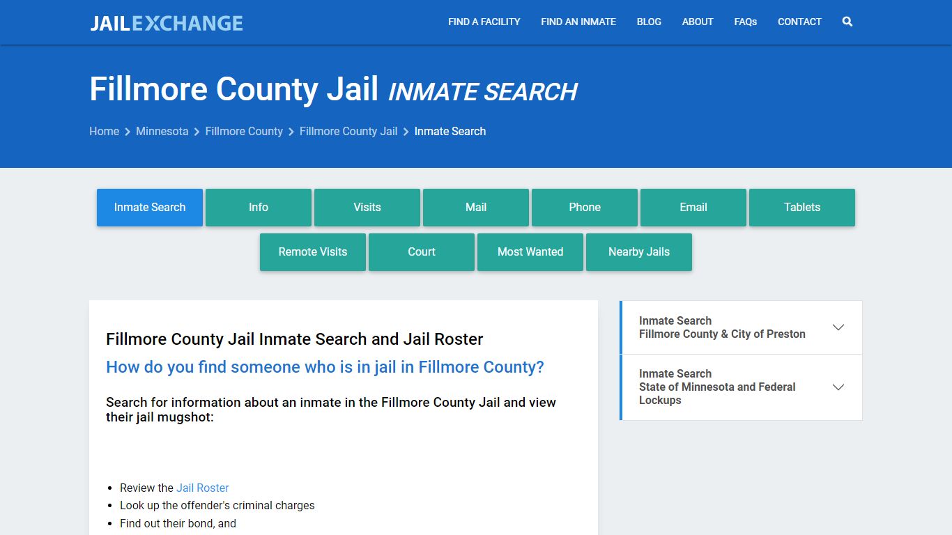 Inmate Search: Roster & Mugshots - Fillmore County Jail, MN