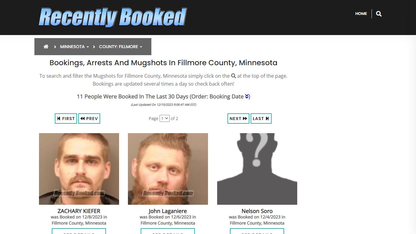 Bookings, Arrests and Mugshots in Fillmore County, Minnesota